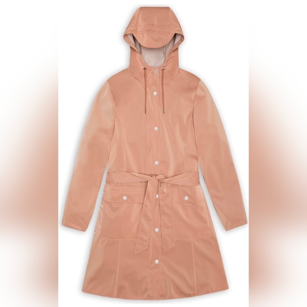 RAINS, Curve Long Jacket, Coy, Size Small